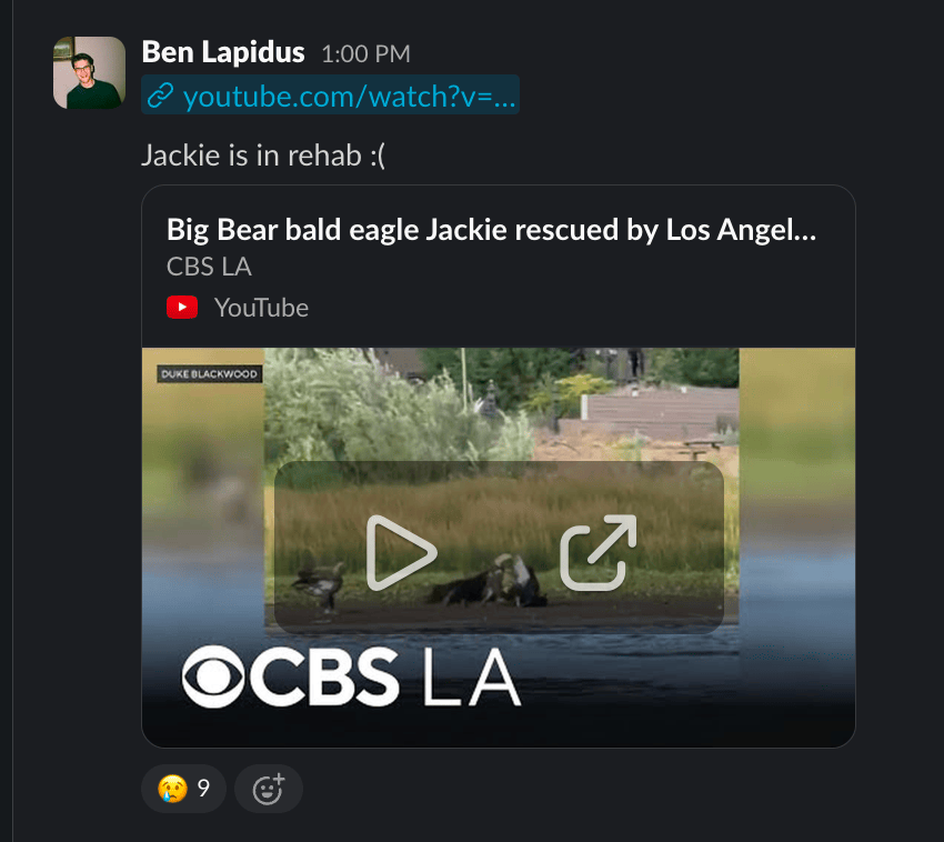 Slack: "Jackie is in rehab :("